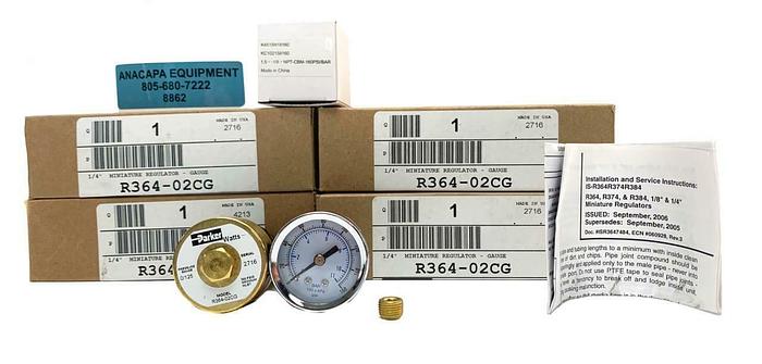 Parker Watts R364-02CG 1/4" NPT Pressure Regulator & Gauge Lot of 4 New (8862)