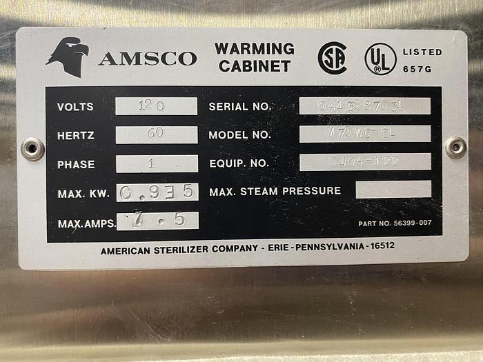 Used Amsco M70WCEL Warming for Sale in Petersburg, Virginia