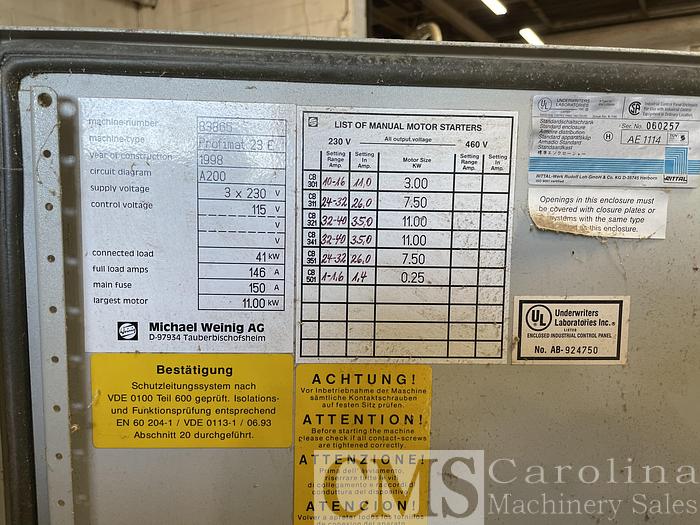 Used 1998 Weinig Profimat 23E 5 Head Moulder