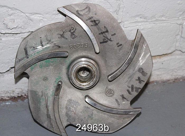 Used Goulds 3196 Impeller, 1x1.5x8, 5-Vane 7.25" Stainless Steel Impeller #24963