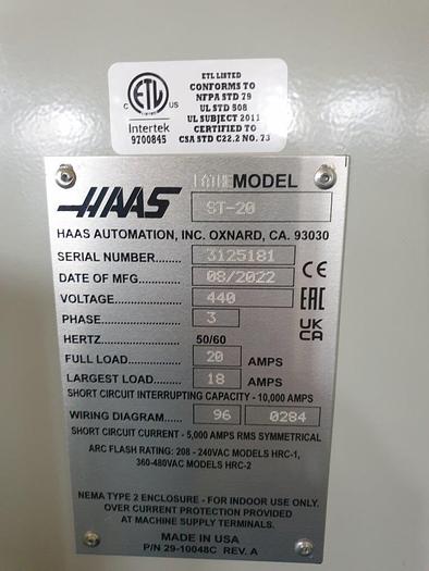 Gebraucht 2022 Haas ST-20 CNC Drehzentrum