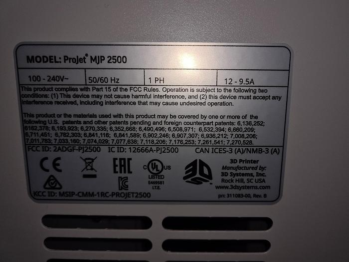 Gebraucht 2020 3D Systems ProJet 2500Plus