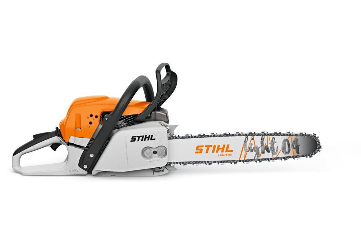 MS 271 18" Petrol Chainsaw: Durable chainsaw for harvesting firewood, with lightweight guide bar