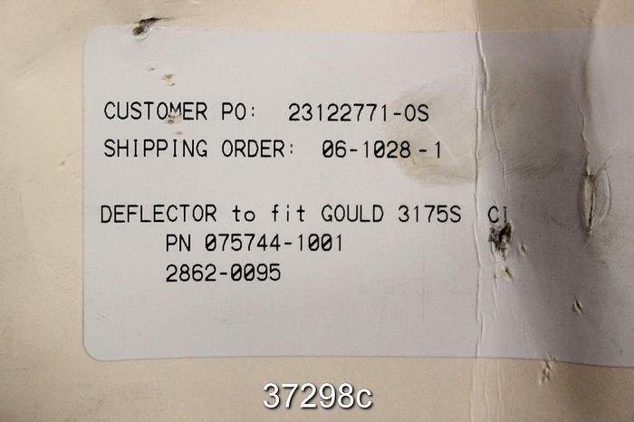 Unused Goulds 3175 S Pump Deflector, 75744 1001 #37298