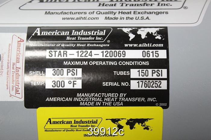 Unused American Industrial Heat Exchanger, STAR-1224-120069 0615 #39912