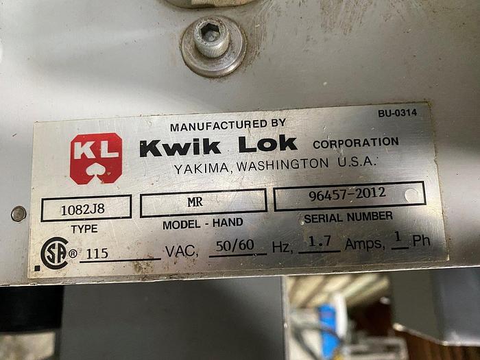 Used 2012 Kwik Lok VAR 1083FB Bread Bag Tagger