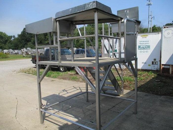 Used Work Platform, Stainless Steel, 5' 6" x 5' 6" with stairs, sink & work table