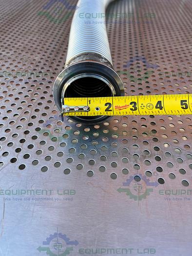 Used Stainless Steel   Flexible Vacuum 30" Hose w/ 3" Vacuum Fitting to 2" Threaded