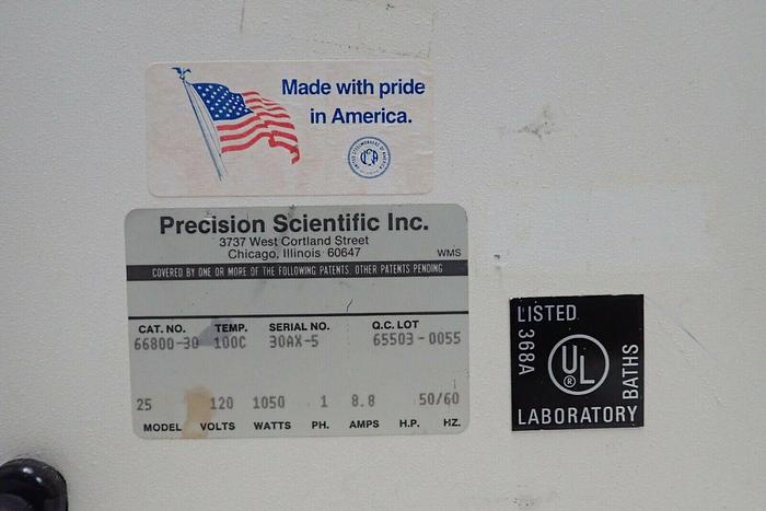Used Precision Scientific 66800-30 Model 25 Heated Shaking Water Bath with Lid Cover