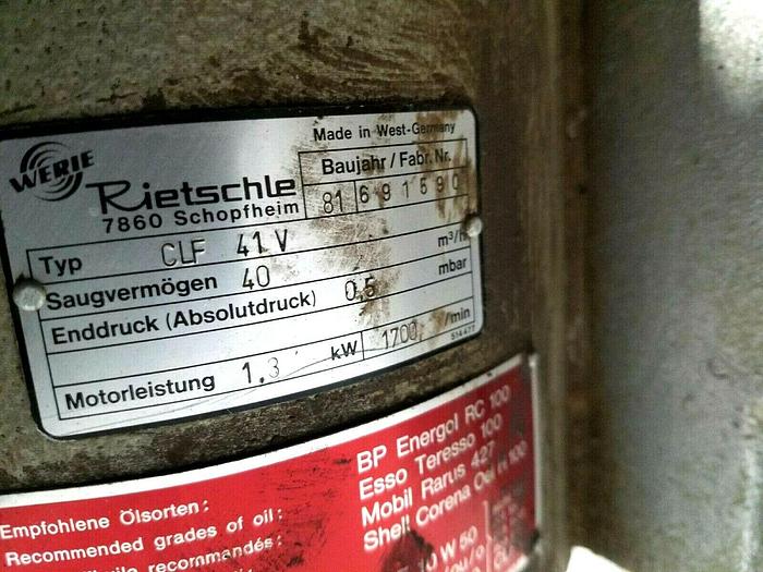 Used Werie Rietschle Vacuum High Suction Compressor German Made