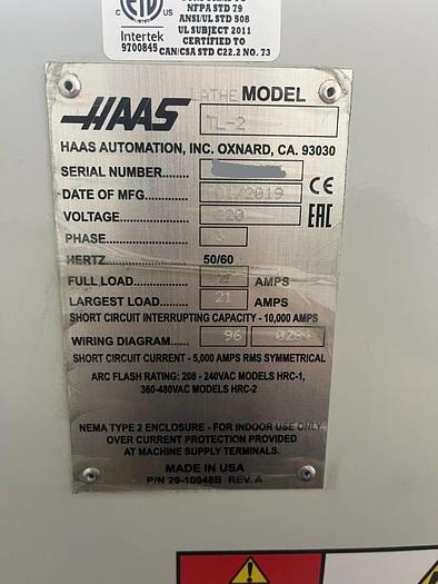 Used 2019 HAAS TL-2 CNC Turning Center ***22 Mintues Run Time***