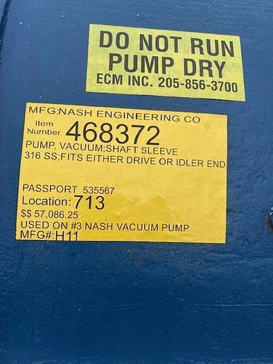 Refurbished Gardner Denver Nash H-11 Vacuum Pump Rebuilt Storeroom Spare
