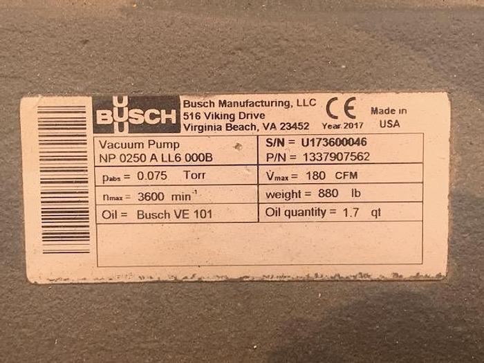 Busch Model: NP0250ALL6000B 180 CFM Vacuum Pump NEW