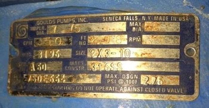 Used Goulds 3196 MTX 2x3x10 SS Pumps (2 Available)