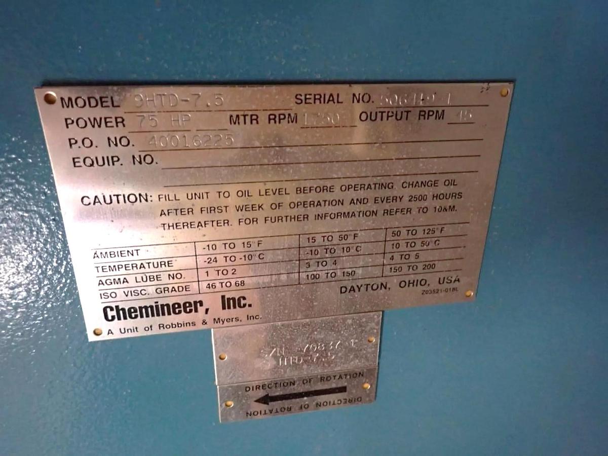 Chemineer 9HTD 75 HP Top Entry Mixer