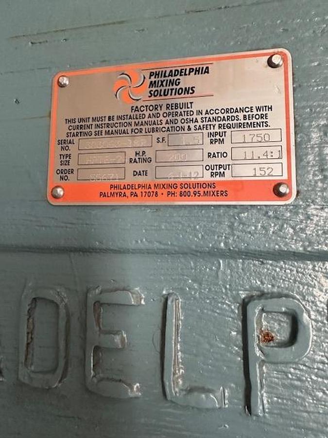 Philadelphia PTE Size 24 Gear Driven Top Entry Mixer