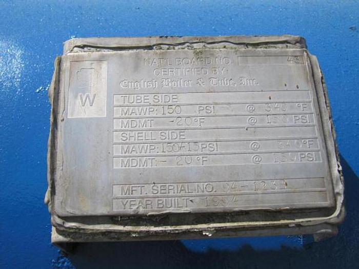 Used 1360 Sq-Ft. T-316-L Shell & Tube Heat Exchanger