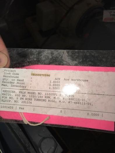 Used Falk Gear Reducer 600 Hp Ratio: 3.406  (Rebuilt)