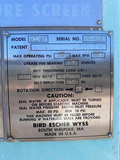 Used Voith Bird M800 Centrisorter Pressure Screen