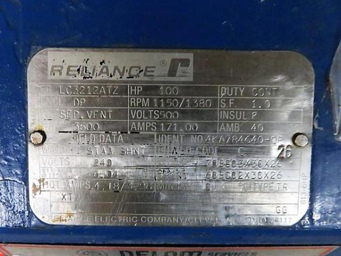 Used Reliance 100 HP DC Motor – Rebuilt