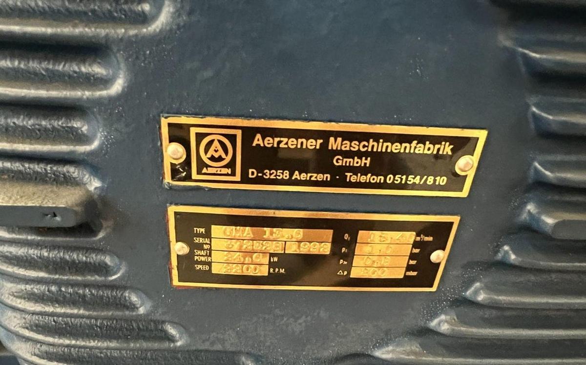 Aerzen GMA 13.6 Positive Displacement high Vacuum Blower with Base & Motor