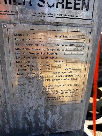 Used Voith Sulzer Bird 400 Barrier Screen
