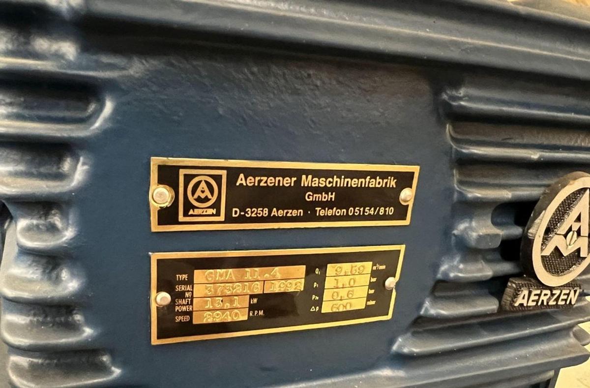 Aerzen GMA 11.4 Positive Displacement high Vacuum Blower with Base & Motor