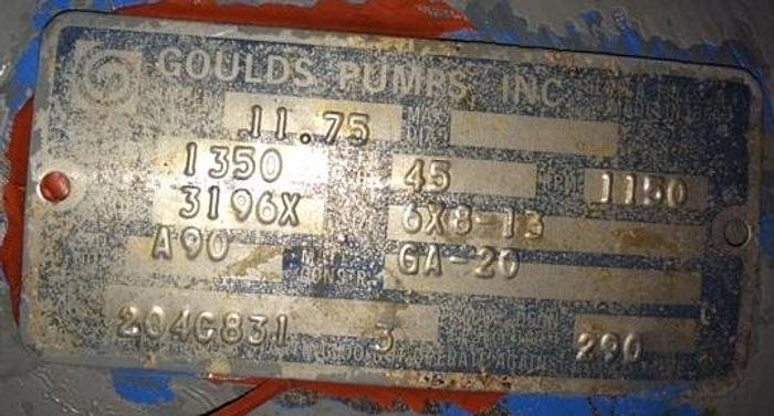 Used Goulds 3196 Pump, 6x8x13 XLT-X (6 Available)