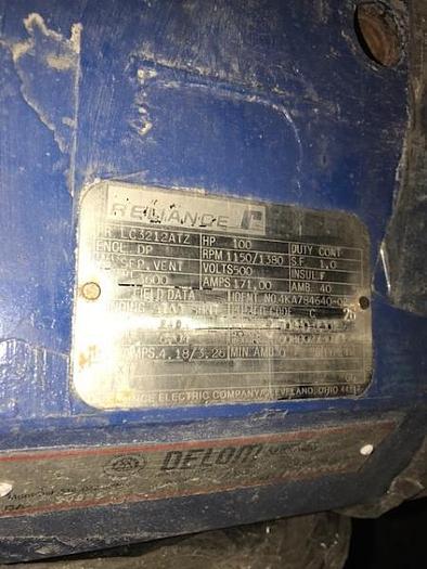 Used 100 HP Reliance DC Motor (Rebuilt)