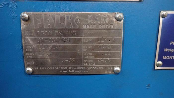 Refurbished Falk Ram Gear Reducer Model 1300LBXJ4BS Ratio 114.2