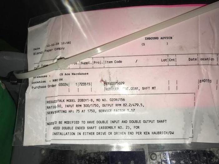 Used Falk Gear Reducer 75 Hp Ratio: 3.650 (Rebuilt)