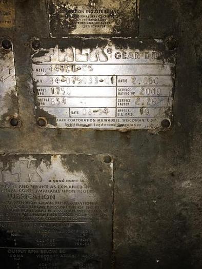 Used Falk Gear Reducer 2000 HP Ratio: 2.050