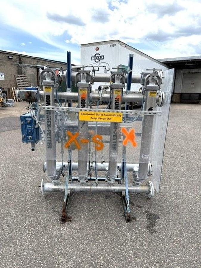 Used Ronningen Petter 4 Bank Tubular Backwashing Filter Model SS-A-204-BV-VIB-Auto
