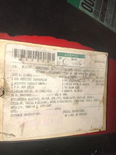 Used GE 250 HP Tri-Clad Motor (Rebuilt)