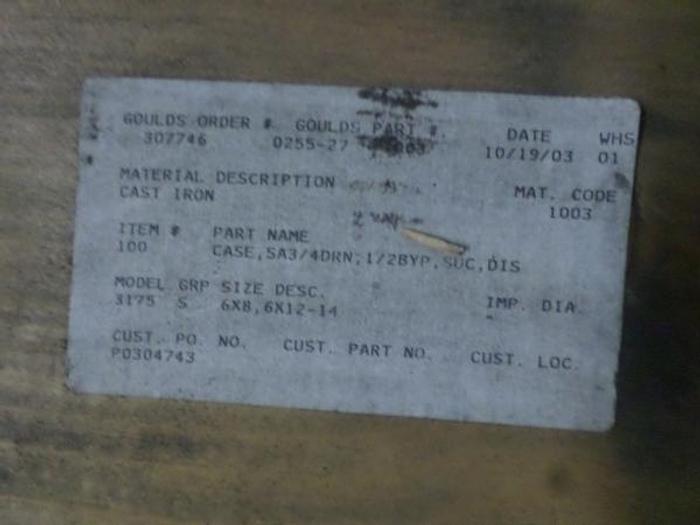 Used Goulds 3175 Volute 6x8x14 NEW