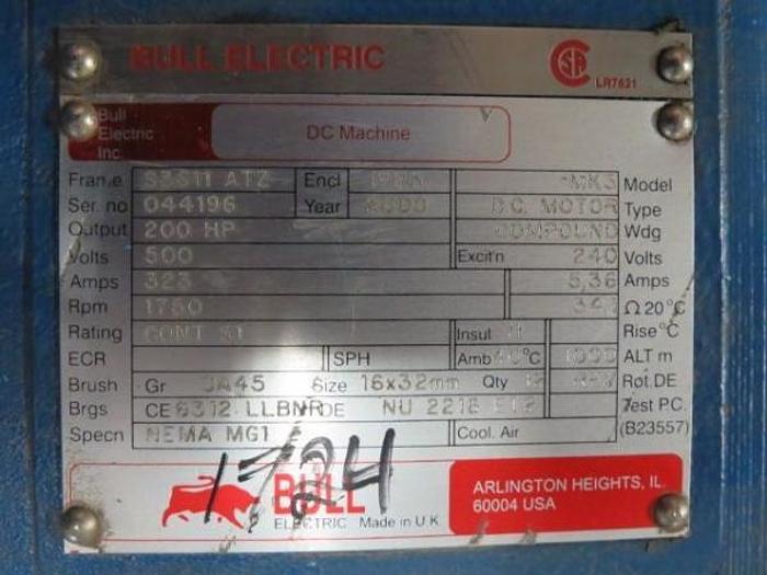 Used Bull Electric 200 HP DC Motor