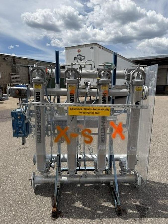 Used Ronningen Petter 4 Bank Tubular Backwashing Filter Model SS-A-204-BV-VIB-Auto