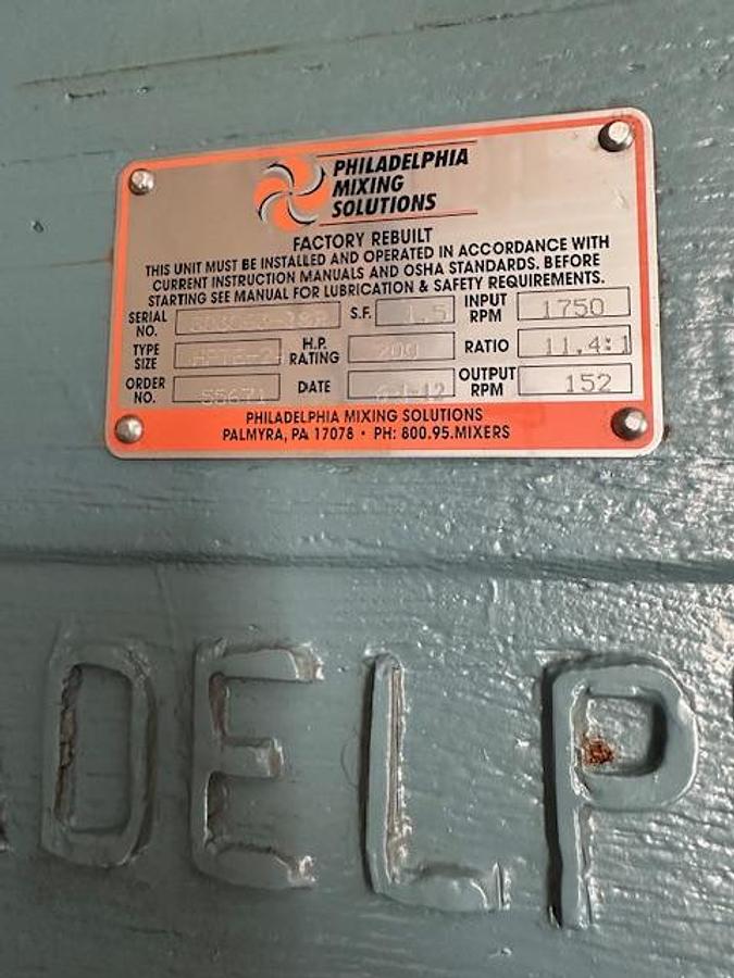 Philadelphia PTE Size 24 Gear Driven Top Entry Mixer