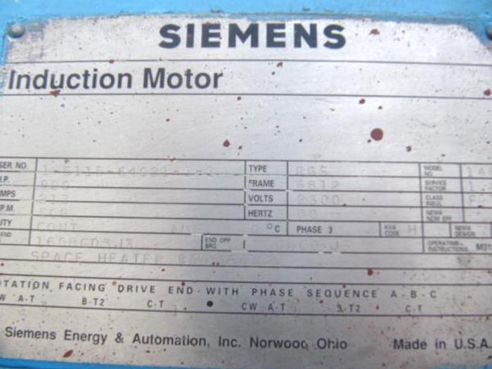 Used Siemens 800 HP Motor – SOLD!