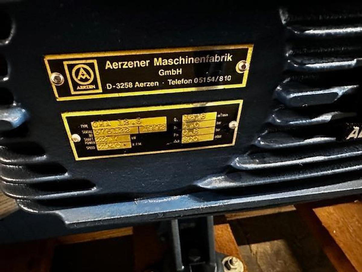 Aerzen GMA 12.5 Positive Displacement high Vacuum Blower with Base & Motor