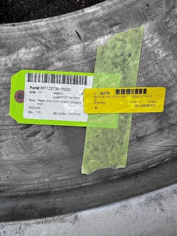 Refurbished Kadant BC Vortech Vokes Rotor Size 81.6