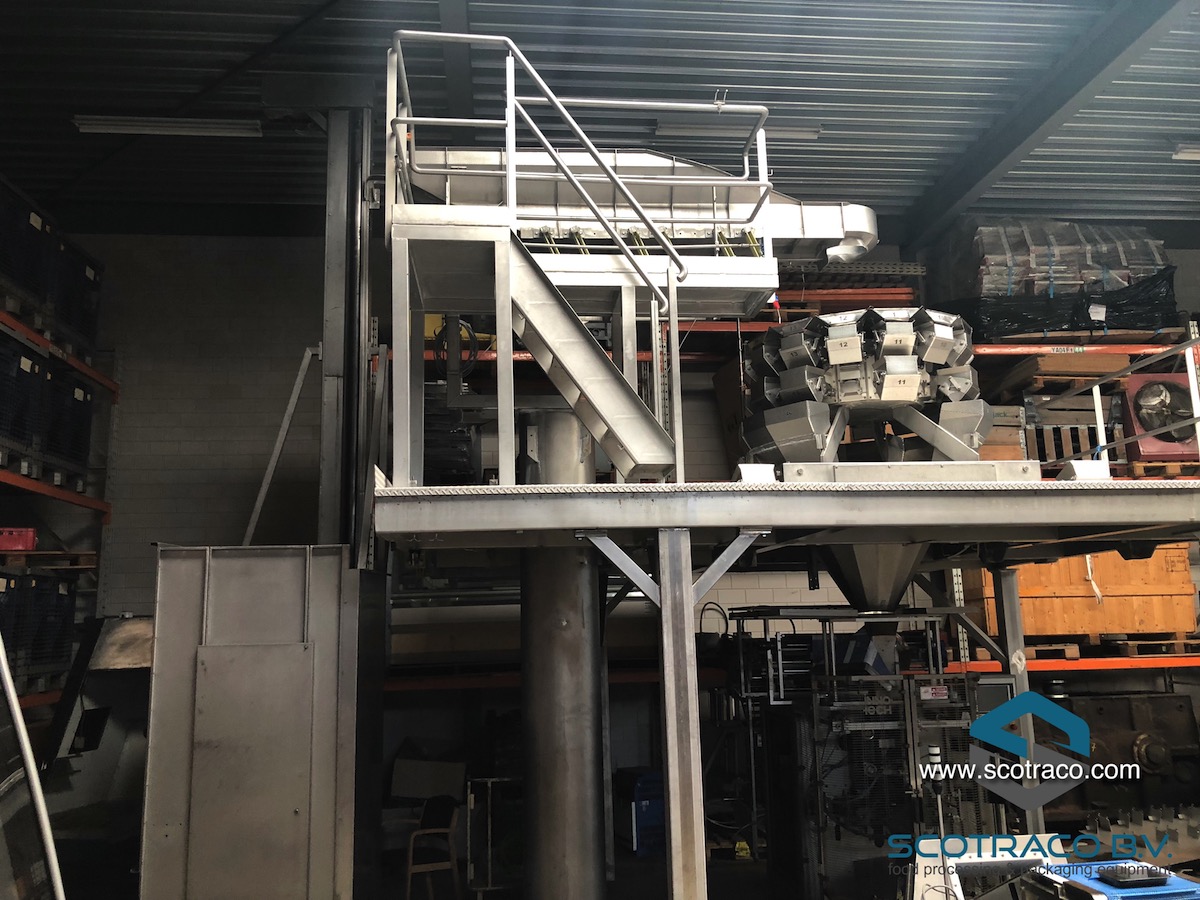 Used Complete weighing and packing line, Yamato sigma 714, Innotech vffs