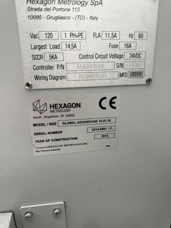 Used 2014 Hexagon Global 15.22.10 CMM