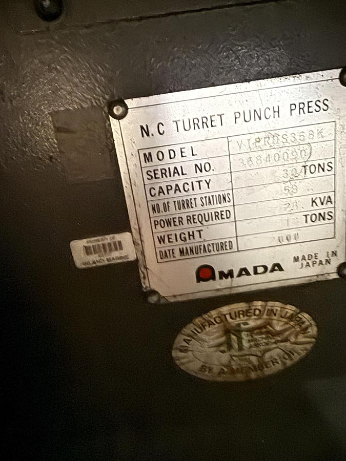 Used 2000 Amada Mdl. Vipros 358 King CNC Turret Punch Press, s/n 38840090, Fanuc Series 18-P CNC Control, 30 Tons, 58 Station Turret, w/ Amada Material Shuttle Loader, Parts Conveyor