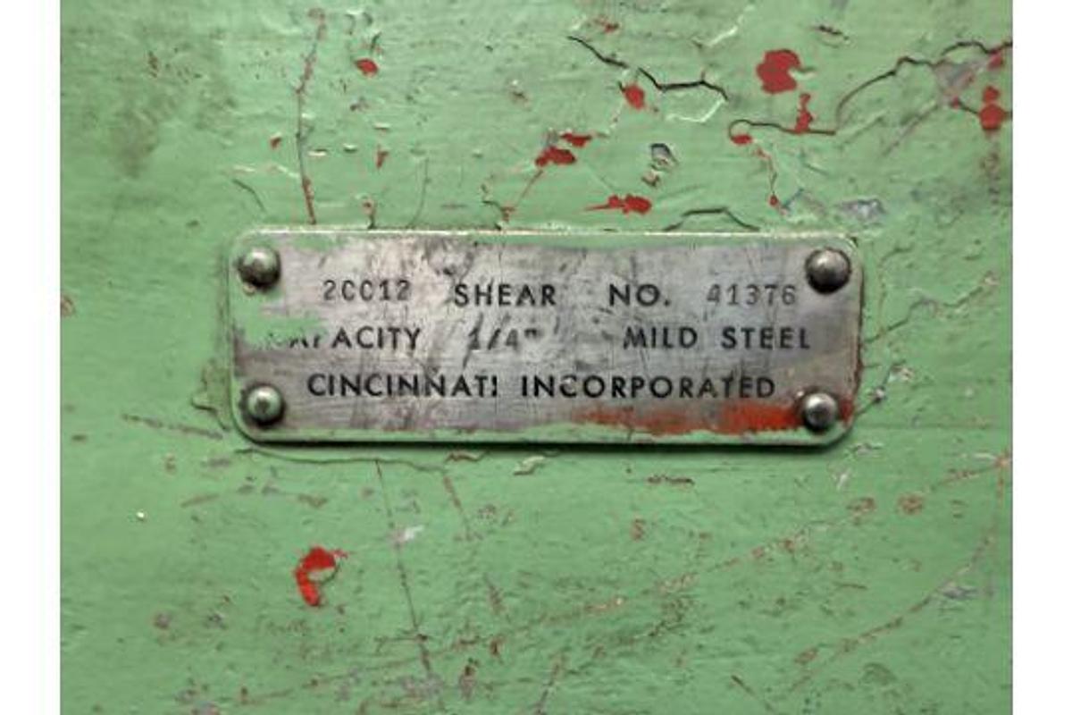 Used Cincinnati 10’ x 1/4” Power Shear, Back Gauging