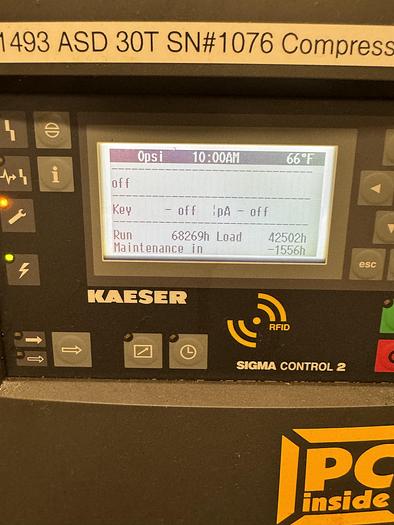 Used 2015 KAESER MDL ASD 30T ROTARY SCREW AIR COMPRESSOR W/ TANK AND DRYER