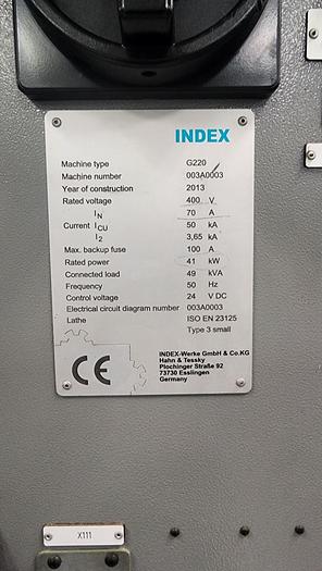 Used 2013 INDEX Mdl. G220 CNC Turn-Mill Center w/ Siemens CNC Control, s/n 003A0003, 15K Spindle