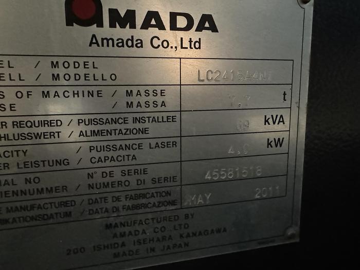 Used 2011 Amada 4k watt CO@ Laser w/ only 4k hours