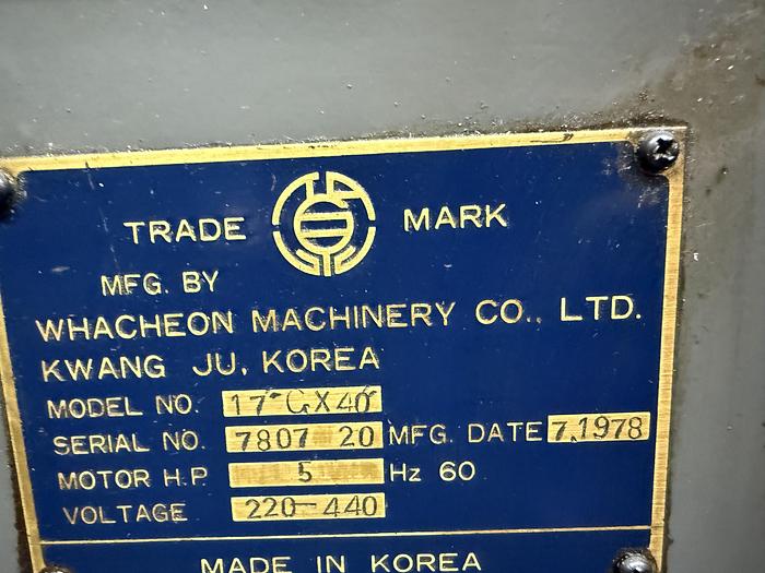 Used Webb 17" x 40" Engine Lathe