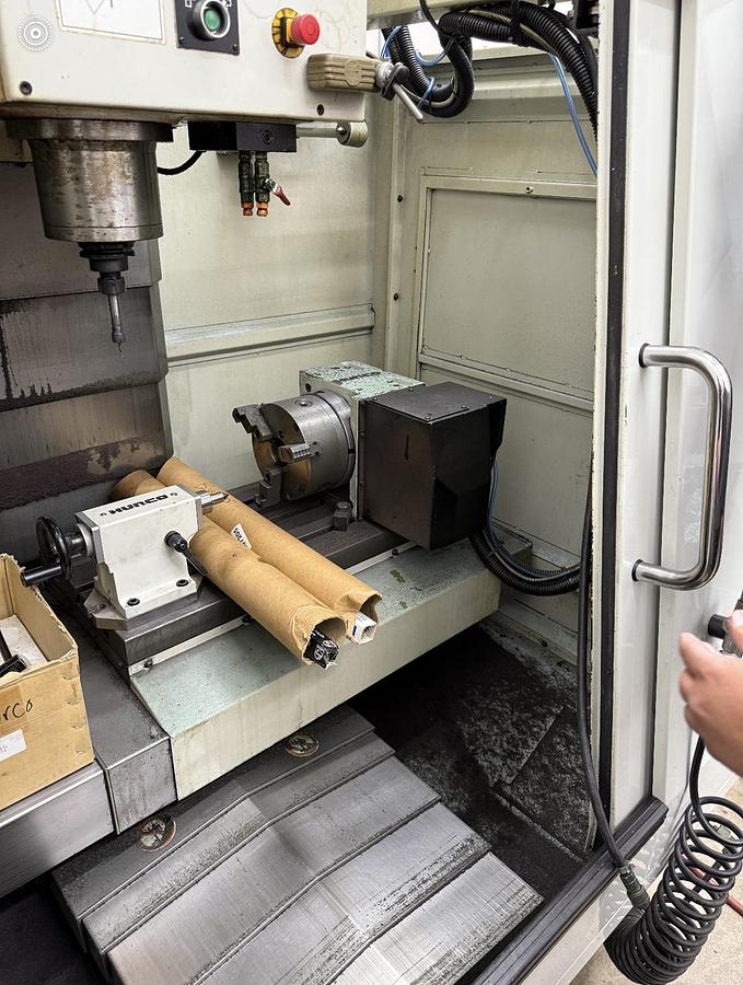 Used 2007 Hurco Mdl. VM1 4TH Axis CNC Vertical Machining Center, s/n H-V12289, MAX CNC Control, ONLY 2,000 CUTTING HOURS, Under Power, Rotary Table Included, Side Mount Tool Changer,